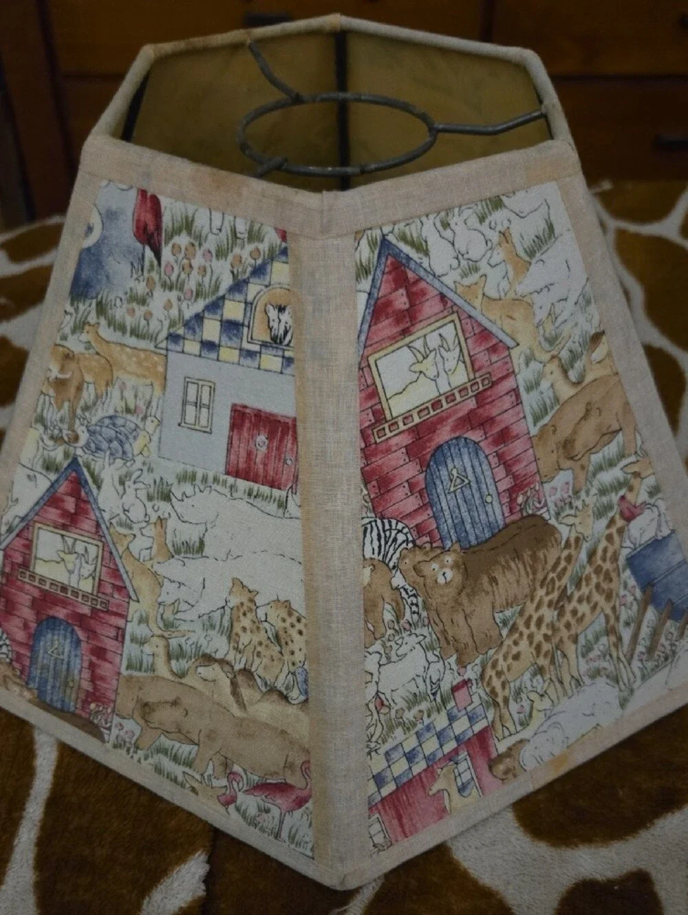 Animal Patchwork Fabric Lampshade - Neutral Tones